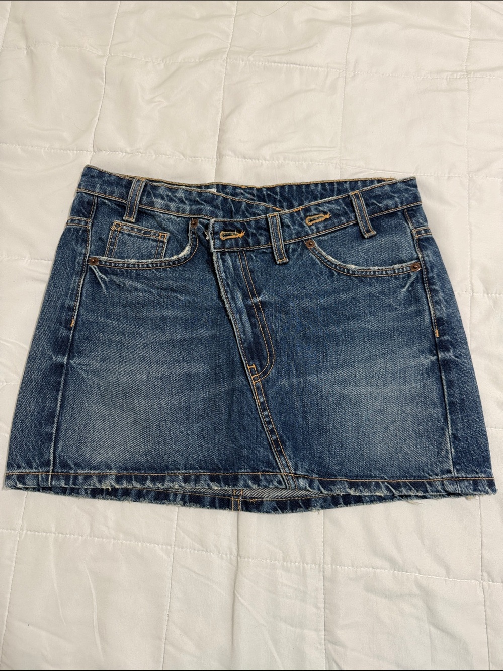 Zara Washed Blue Denim Mini Skirt